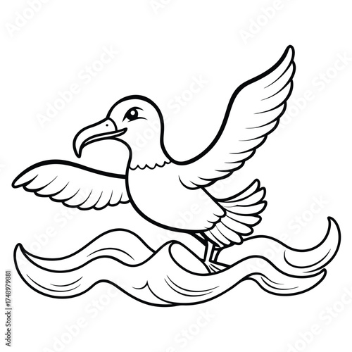 Majestic Albatross Soaring Gracefully over Rippling Waves
