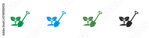Planting tree icon. Solid vector icon.