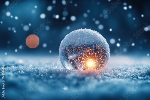 Light shining through a snow globe.