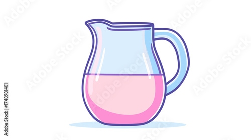Colorful Glass Pitcher with Pink Liquid, Illustrative Design, Modern Style, Digital Art, Minimalist Aesthetic