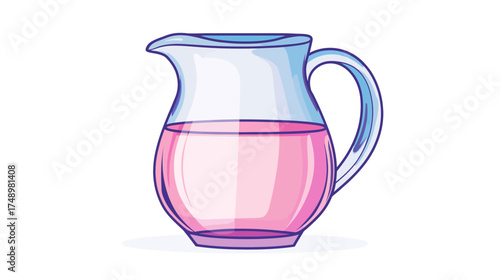 Pink and Blue Line Art Style on White Background