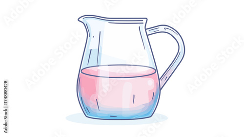 Pastel Glass Pitcher with Pink and Light Blue Liquid in Minimalist Style for Home Decor