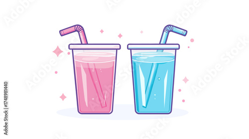 Pink and Cyan Beverages in a Bright, Clean Style