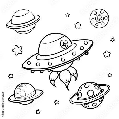 Intergalactic Race Coloring Page with Diverse Extraterrestrial Characters