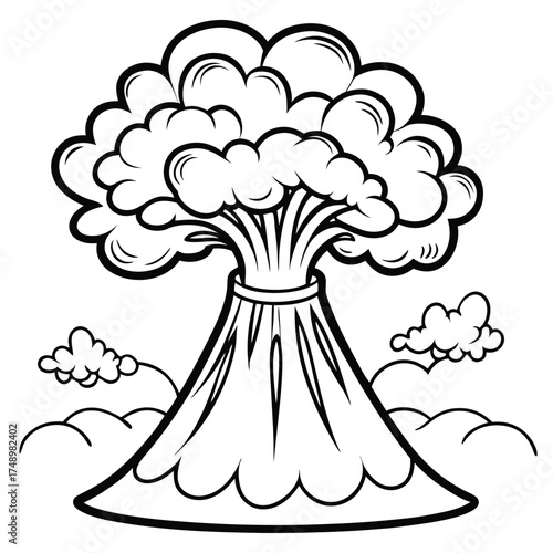 Underwater Volcano Eruption Coloring Page for Kids to Draw