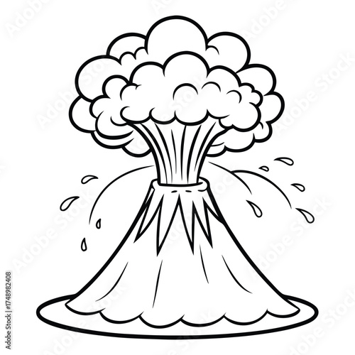 Erupting Underwater Volcano Coloring Page for Kids and Adults