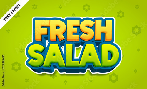 Fresh salad editable text effect, bold 3d cartoon font, healthy food title design