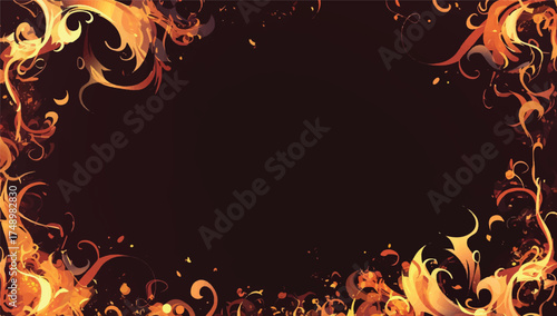 Fiery Frame Design: A striking design crafted with vibrant, swirling flames, creating a dramatic border for any creative project.