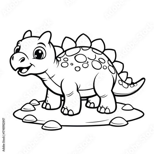 Mud-Covered Coloring Page Depicting a Mighty Ankylosaurus