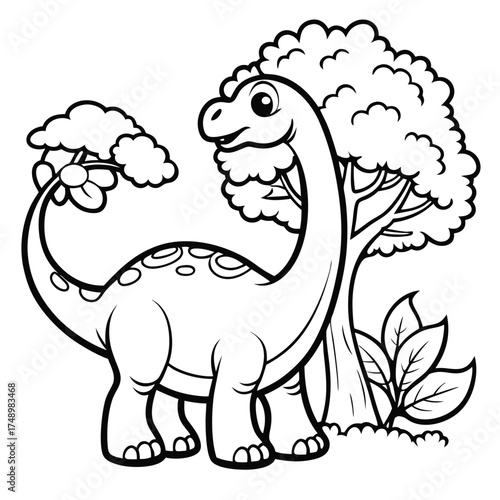 Dinosaur Adventure: Brachiosaurus Reaching for Tall Trees in a Forest