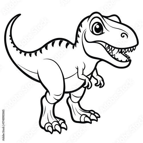 Giganotosaurus Stalking Its Prey in a Detailed Coloring Page Drawing