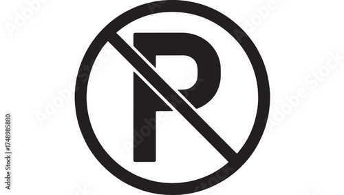 Clear no parking symbol indicating restricted vehicle stopping area