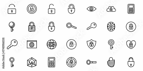 Hand-Drawn Security Icons Collection: Locks, Keys, and Protection for Modern Designs - Perfect for Cybersecurity, Privacy, and Access Control Concepts