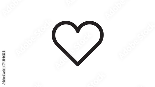 Simple, bold black outline of a heart on a clean white background, symbolizing love and affection.