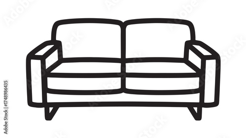 Simple outline illustration of a modern two-seater sofa