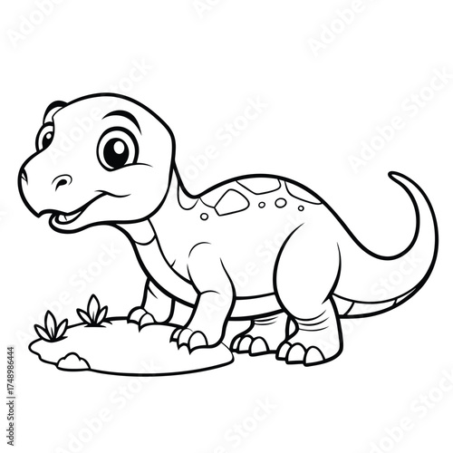 Printable Coloring Page Featuring an Iguanodon Digging for Fossils
