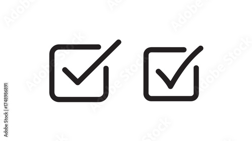 Two simple black checkmarks inside square boxes, symbolizing completion or agreement.