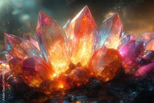 Crystal flower gleams in bright orange and pink hues.