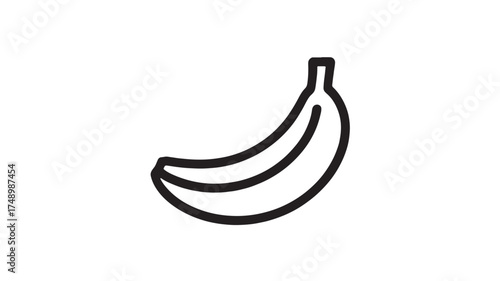 Simple, clean outline illustration of a single banana on a white background