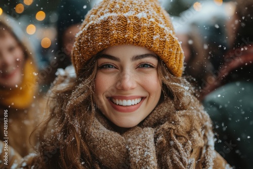 Smiling woman in the snow.