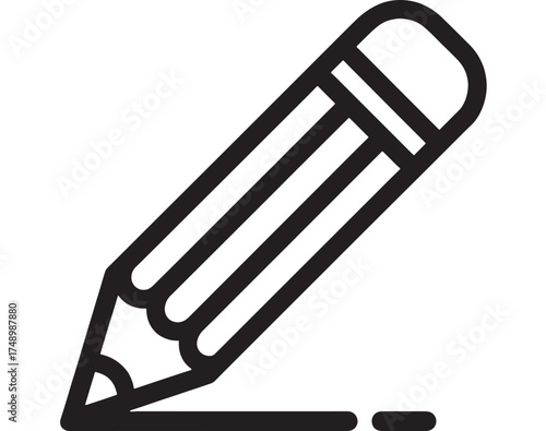 Simple black line art illustration of a pencil drawing a line, representing creativity and ideas