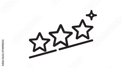 Three bright stars ascending on a diagonal line, symbolizing progress and achievement.