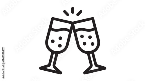 Celebratory clinking champagne glasses filled with bubbly liquid