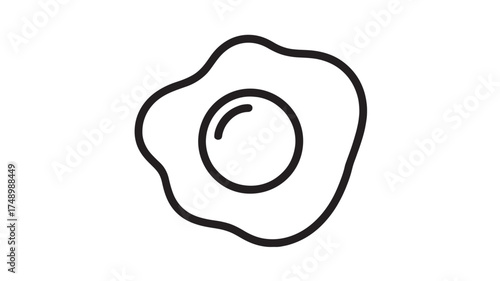 Simple outline illustration of a fried egg, perfect for breakfast or culinary themes.