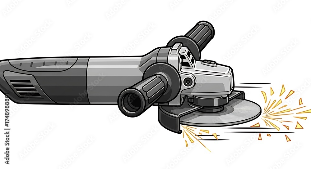 Naklejka premium Angle Grinder Illustration - A Powerful Tool in Action.