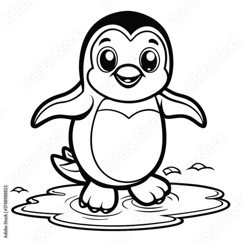 Adorable Penguin Waddling on an Icy Landscape Coloring Page