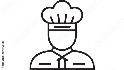Chef in traditional uniform and hat, representing culinary profession and expertise.