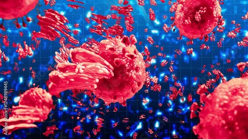 Virus Cells Interacting with Blood Cells – 3D Medical Animation