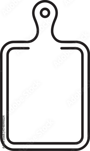 Simple outline illustration of a rectangular cutting board with handle
