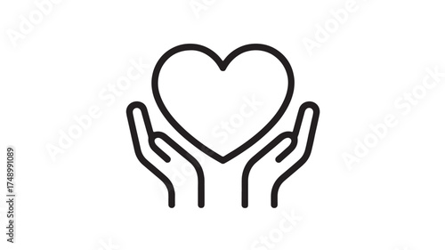 Hands gently holding a heart symbol, representing care and support.