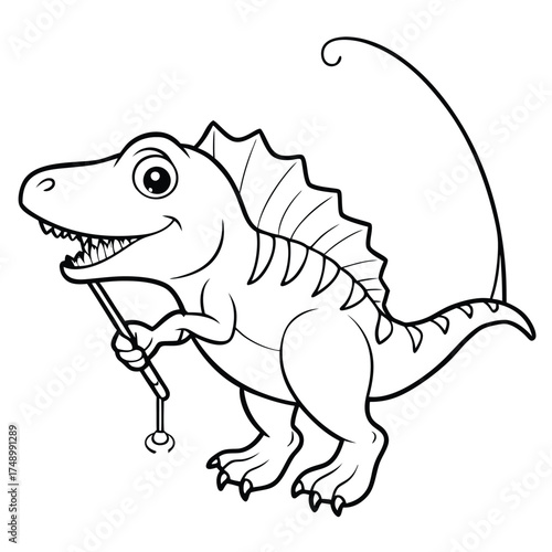 Printable Spinosaurus Fishing Coloring Page for Kids and Adults