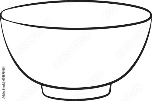Simple line drawing of a white ceramic bowl on a white background