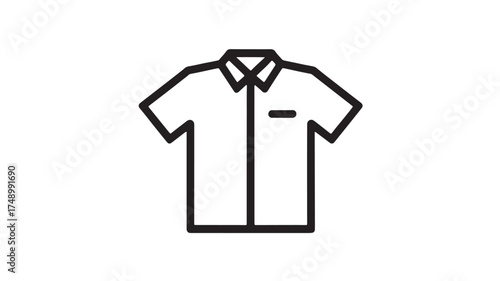 Simple outline icon of a short-sleeved collared shirt with a pocket
