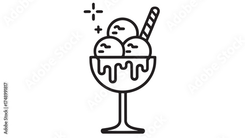 Delicious ice cream sundae in a glass dish, sparkling with sweet delight.