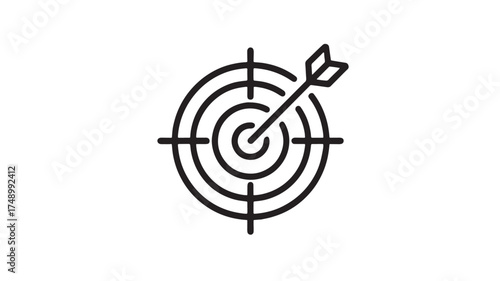 Clear target with arrow hitting the bullseye, symbolizing success and achievement.