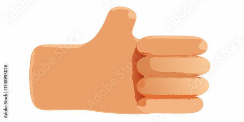 Stylized illustration of a thumbs up hand gesture in a warm orange tone against a white background