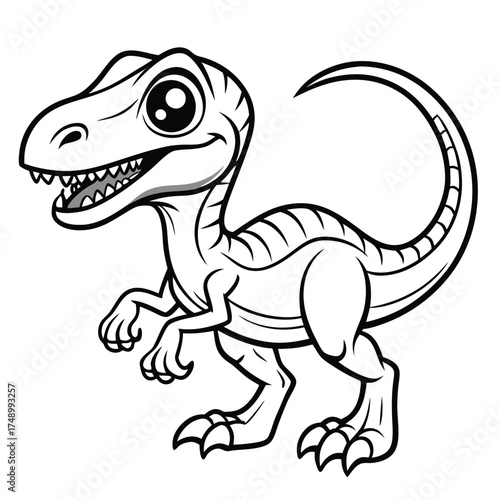 Printable Coloring Page Featuring a Velociraptor Hunting in the Wild