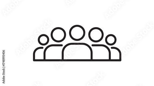 Simple line illustration representing a diverse group of people standing together