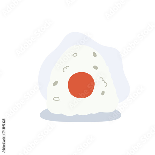 onigiri japanese food illustration minimalist rice ball with umeboshi center