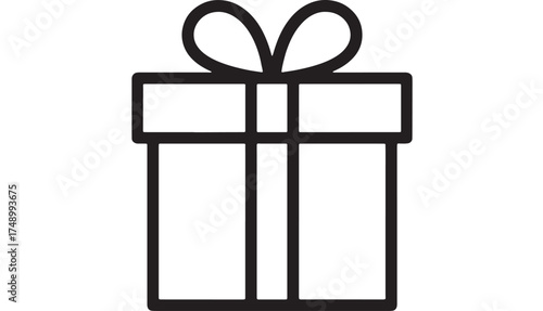 Simple outline of a gift box with a bow, representing surprise and celebration