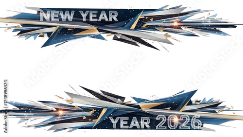 Futuristic New Year 2026 Abstract Banner Frame Design isolated on transparent background