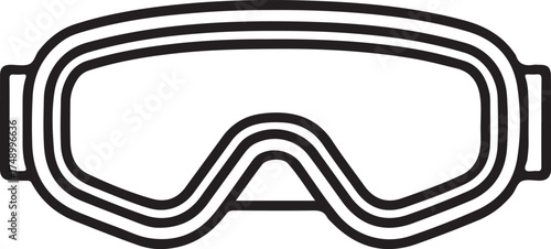Simple outline illustration of ski goggles on white background