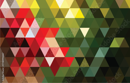 Vibrant Abstract Geometric Triangles with Red and Green Hues