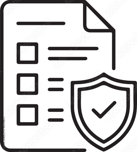Document with checklist and security shield icon representing safety and compliance