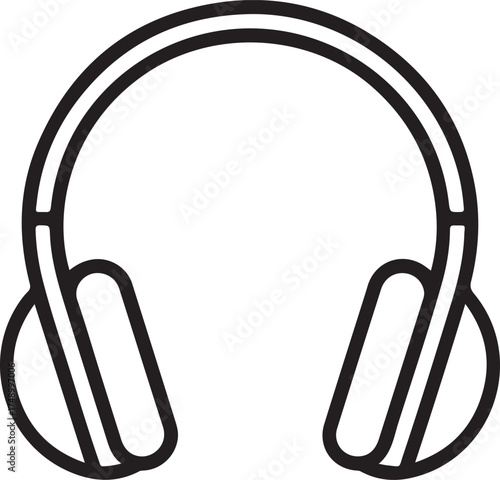 Simple outline icon of headphones for music and audio