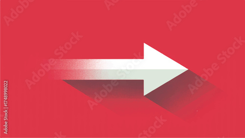 Vector art of white arrow pointing right on a red background, symbolizing direction and progress